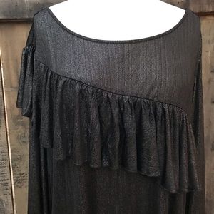 Sejour Ruffled Top Metallic Black Nordstrom NWOT
